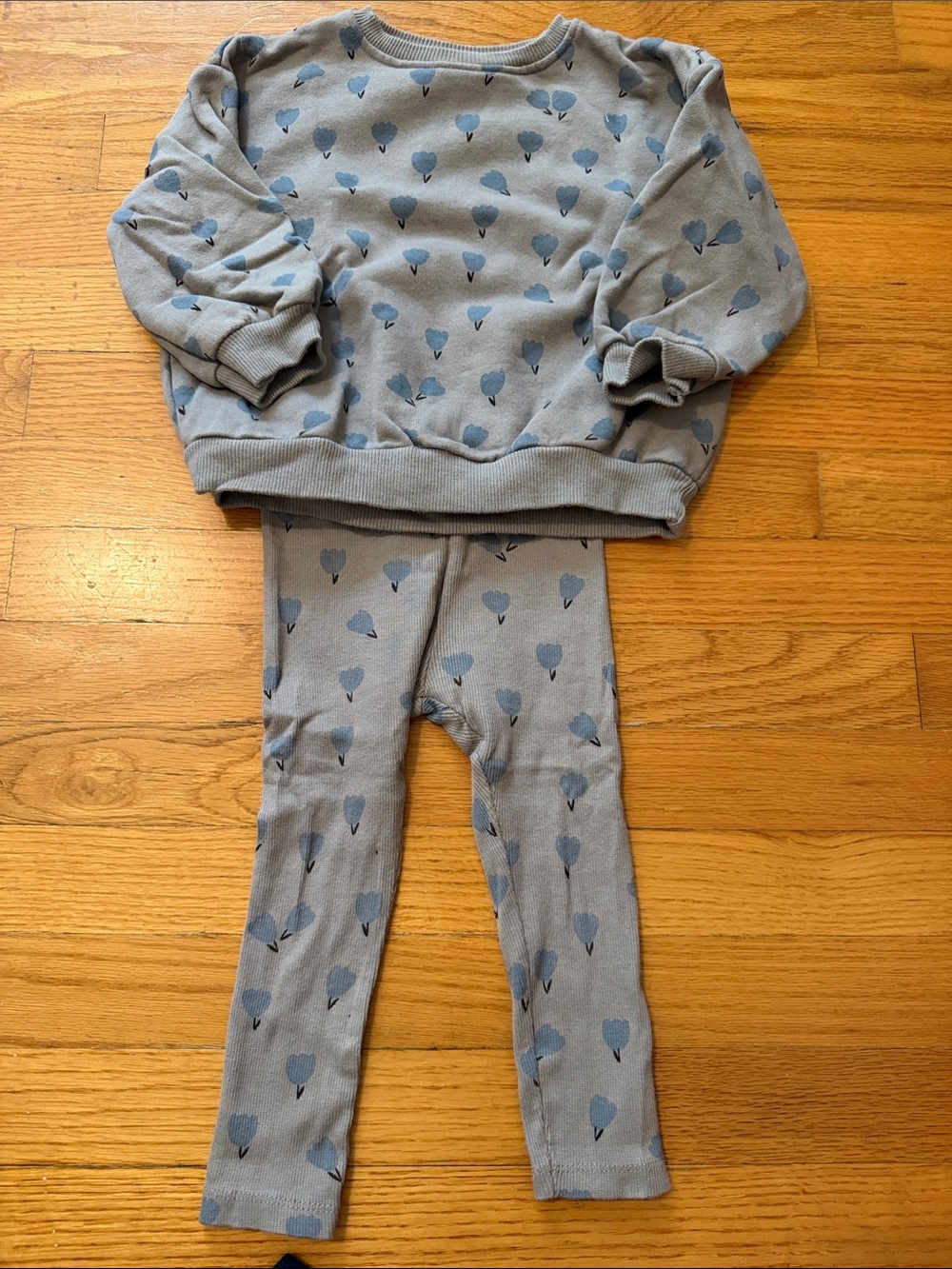 ZARA GIRLS 2T Gray Blue Tulip Print Leggings - Unbranded
